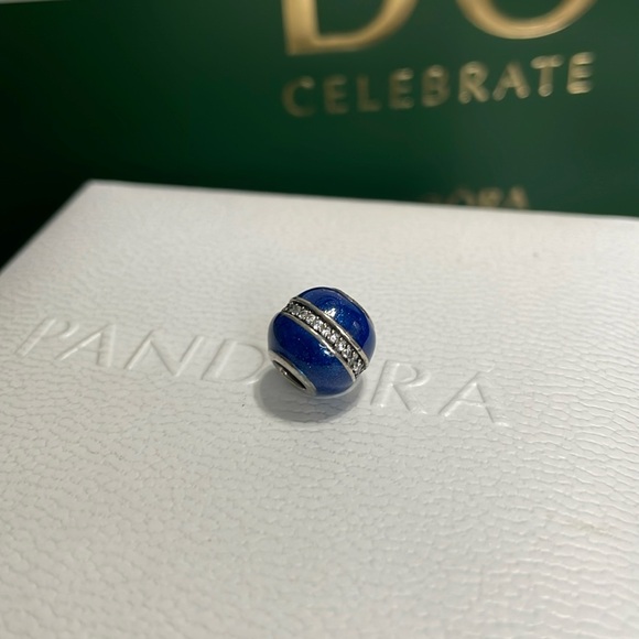 Pandora Blue Enamel CZ Saturn Style Christmas Charm - Picture 2 of 4